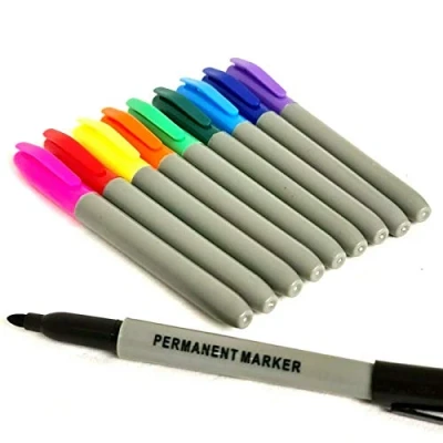 Image of 10 Pack of Permanent Marker Pens Multi Colour Assorted Set