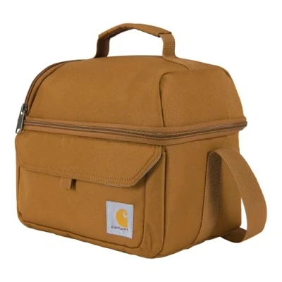 Image of Carhartt 12 Can Two Compartment Lunch Box Durable, Fully Insulated Bag for Women &amp; Men, Large Lunchbox (Carhartt Brown)