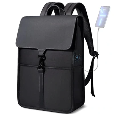 Image of Casual Daypack 15.6 Inch Laptop Backpack Water Resistant School Bag with USB Charging Port Lightweight Anti Theft Travel Business Work Rucksack for Men Women College Weekender Black