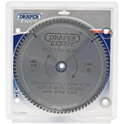 Image of Draper Expert TCT Saw Blade Neg, 250 x 30mm, 80T
