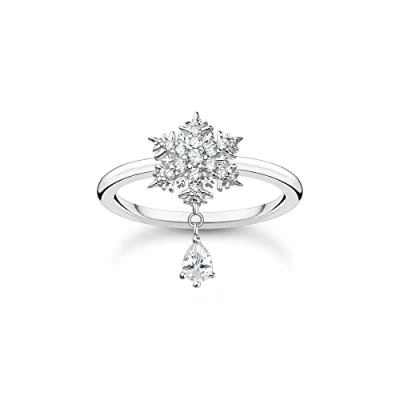 Image of Thomas Sabo Women Ring Snowflake with White Stones Silver 925 Sterling TR2414 051 14