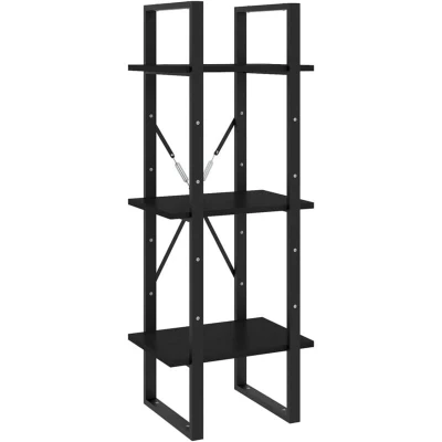 Image of vidaXL 3 Tier Book Cabinet Black 40x30x105 cm Solid Pinewood