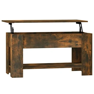 Image of vidaXL Coffee Table Side Sofa Couch Centre Accent End Tea Telephone Rising Tabletop with Hidden Compartment Smoked Oak Engineered Wood
