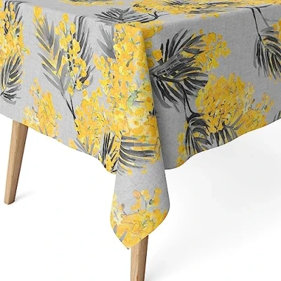 Image of Martina Home Mimosa Resin Tablecloth, Grey, 260 x 140 cm