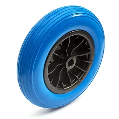 Image of 14 Inch 3.50 8 PU Puncture Proof Solid Tyre &amp; Wheel 14&#039;&#039; Wheelbarrow Barrow Blue