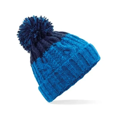 Image of Beechfield B437 Apres Beanie Oxford Navy/Mustard