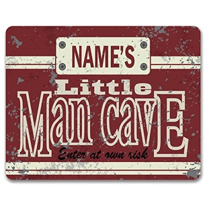 Image of Personalised Little Man Cave Vintage Metal Door Sign Boys Nursery Bedroom Wall Art Decor