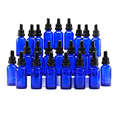 Image of YIZHAO Blue Glass Dropper Bottles 30ml, with Pipette Dropper, for Essential oil, Aromatherapy, Laboratory, Massage, Makeup, Mixing, Travel 24Pcs