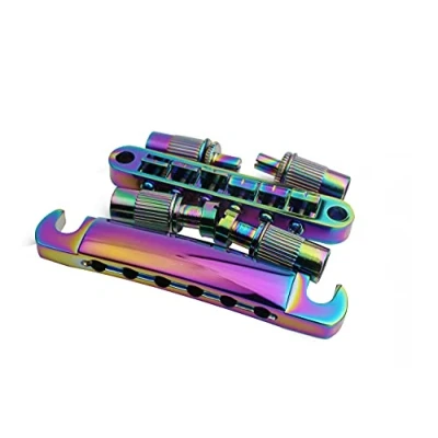 Image of Guyker Guitar Tune O Matic Bridge and Stop Bar Tailpiece Combo with Anchors Studs Replacement Compatible LP SG EPI 6 String Electric Guitar(Rainbow Chameleon)
