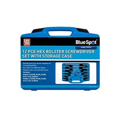 Image of BlueSpot 12PCE Hex Bolster Screwdriver Set with Storage Case