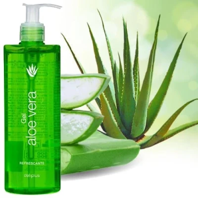 Image of Aloe Vera Gel in Large 390 ml Dispenser, Chamomile Extract, Dermatologically Tested, Moisturising Care For Skin and Hair Sunburn, Irritation, Insect Bites After Sun