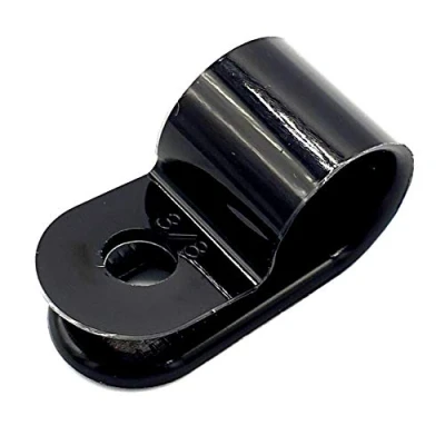 Image of 100 x 19mm Plastic Electrical Cable Pipe P Clips Nylon Black Clamps