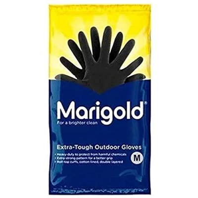 Image of Marigold Unisex Rubber Gloves, Black, M Pack of 6 UK