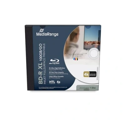 Image of MediaRange BD R XL 100GB 4x Write Speed Inkjet Full Surface Single Disc in Jewel Case