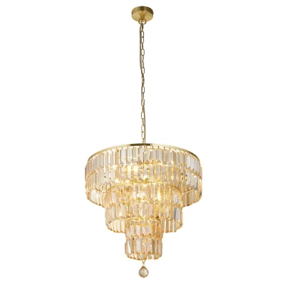 Image of Empire 5 Light Pendant Satin Brass, Champagne Glass