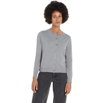 Image of Tommy Hilfiger Women&#039;s Elegant Jersey Stitch Cardigan, Multicolor (Desert Sky/Ivory Petal STP), M
