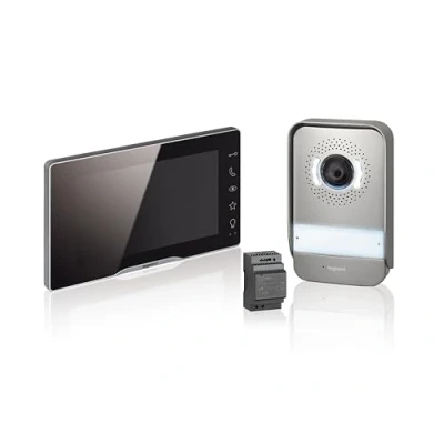 Image of LEGRAND, EASYKIT Plus Video Door Intercom Kit with 2 Wire Connector, 7&quot; Colour Monitor Mirrored &amp; Wide Angle Camera, 1/2 Family Home Kit, Expandable, Row Installation Power Supply, IP54 IK07, 368915