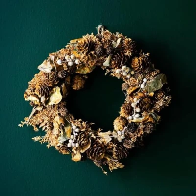 Image of Marco Paul 24cm Orange Door Wreath Durable Scented Dried Foliage for autumn decorations Indoor and Outdoor Use Home decor, season