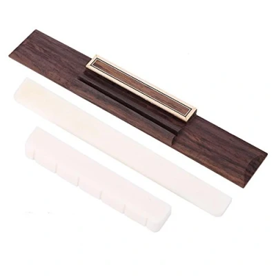 Image of gitarre nuss und sattel,Acoustic Guitar Bone Bridge Saddle Nut, 1 Set of 3 Nut Rosewood Wood for Classical