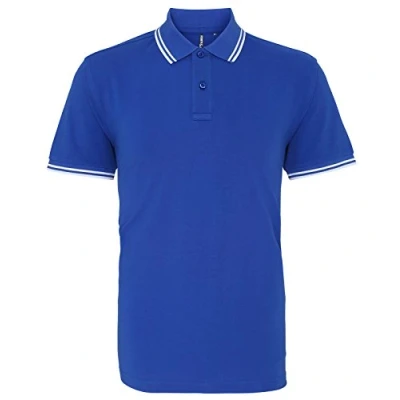 Image of ASQUITH &amp; FOX Men&#039;s classic fit tipped polo Royal / White X Large
