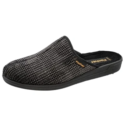Image of Fischer Men&#039;s Frank Open Back Slippers, Grey Black 662, 8.5 UK