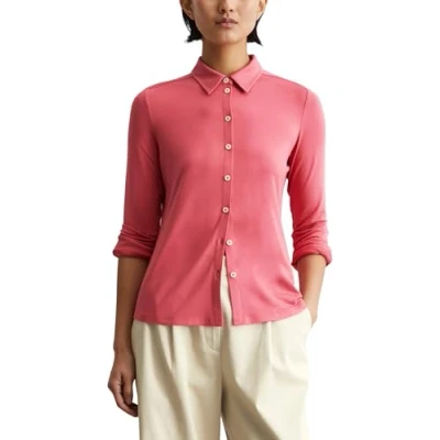 Image of Marc O&#039;Polo Blouse LONG Sleeve Collar Button Placket Buttondown blouse, Women&#039;s, Size: Large, Blushed berry