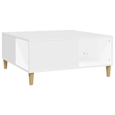 Image of vidaXL White Coffee Table in Engineered Wood with Compartments Modern Minimalist Design for Living Room or Bedroom