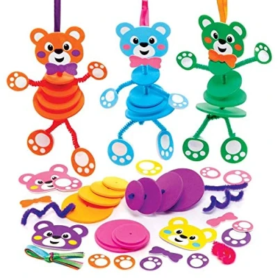 Image of Baker Ross FE355 Teddy Bear Stacking Kits Pack of 6, Foam Craft Activities for Kids to Assemble, Decorate and Display, Great as a Gift Creative Children
