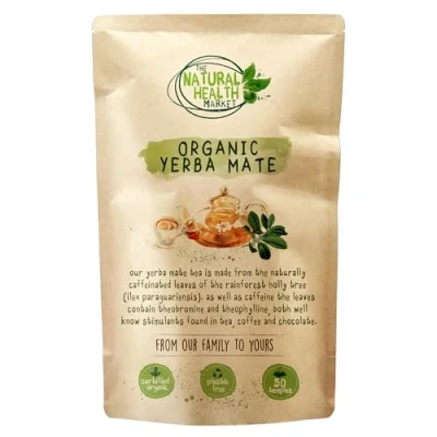 Image of Organic Yerba Mate Tea Bags by The Natural Health Market Plastic Free Product A Powerful Stimulant Containing Vitamins &amp; Minerals (50 Bags)