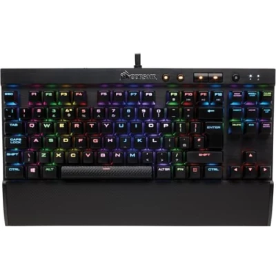 Image of Corsair K65 RGB RAPIDFIRE Compact Mechanical Keyboard (CHERRY MX SPEED RGB, Aircraft Grade Anodised Brushed Aluminium, 10 Keyless Design, Vibrant Multi Colour LED Backlighting) QWERTY, Black