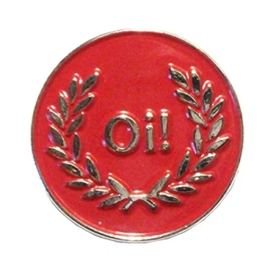 Image of Red Oi! Laurel Skinhead MOD Scooter Rider Metal Enamel Badge