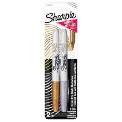 Image of Sanford Ink Sharpie Metallic Fine Point Permanent Markers Gold and Silver