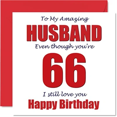 Image of Funny 66th Birthday Cards for Husband 66 I Still Love You Happy Card from Wife Partner, Sixty Six Sixth Hubby Banter Gifts, 145mm x Joke Humour Greeting