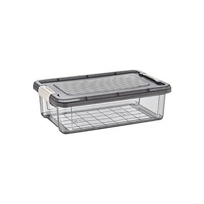 Image of DTD QUALITY MATTERS 6L Storage Box with Lids, Heavy Duty Strong &amp; BPA Free Stackable plastic Boxes, Multipurpose Clear Box, Tubs For Home, Office, Kitchen, Made in UK (Grey)