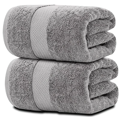 Image of White Classic Luxury Bath Sheet Towels Extra Large Highly Absorbent Hotel spa Collection 650 GSM 89x178 cm 2 Pack (Light Gray)