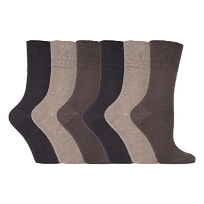 Image of 6 Pairs Ladies Gentle Grip No Elastic Socks 4 8 uk, 37 42 eur (GG002)
