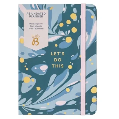 Image of Busy B A6 Day a Page Undated Planner Diary Compact Design with Great for Using when Required Daily Schedule, Timings, Notes Pages, To Layout, Do&#039;s, Priorities &amp; Elastic Closure Band