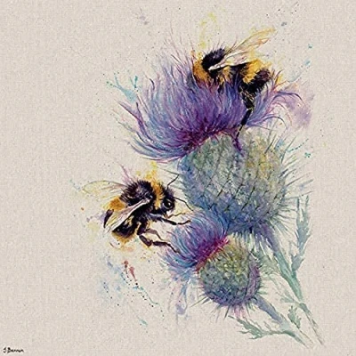 Image of Jane Bannon WDC97249 (Bees on Thistle Canvas Print, Multi Colour, 60 x cm
