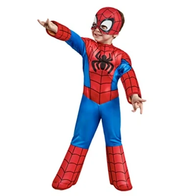 Image of Rubie&#039;s 7027402T3T000 Marvel: Spidey and His Amazing Friends Spider man Deluxe Costume Kids Fancy Dress, Boys, Cartoon, Multicolour, 2 3 Years