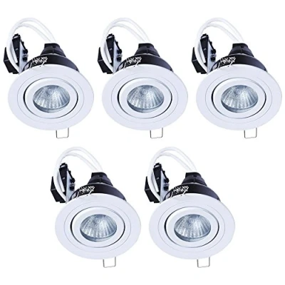 Image of LITECRAFT Recessed Downlight IP65 Rated Tiltable Spotlight (Matte White, Pack of 5)