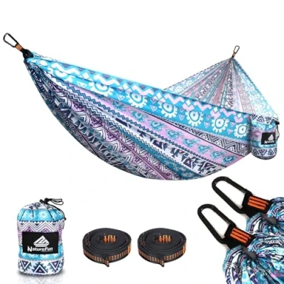 Image of NATUREFUN Ultra Light Travel Camping Hammock 300kg Load Capacity,Breathable,Quick drying Portable Hammock(275 x140cm) 2 x Premium Carabiners,2 Nylon Slings Included Outdoor Indoor Garden