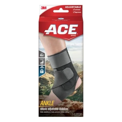 Image of ACE Brand Deluxe Adjustable Ankle Stabilizer, Firm Stabilizing Support for Weak, Sore or Injured Joints, Brace, Breathable, One Size Fits Most