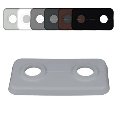 Image of Twin Double Radiator Pipe Collars, Window Grey, for diameters: 15mm 16mm 18mm 21, 3mm; Heating Hole Covers/Rings/Surrounds/Roses, Plastic (15mm, RAL 7040)