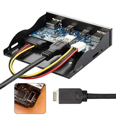 Image of cablecc USB 3.1 Front Panel Header to C &amp; 3.0 HUB 4 Ports Motherboard Cable for 3.5&quot; Floppy Bay