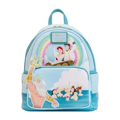 Image of Loungefly Disney Mini Backpack Little Mermaid Tritons Official Blue