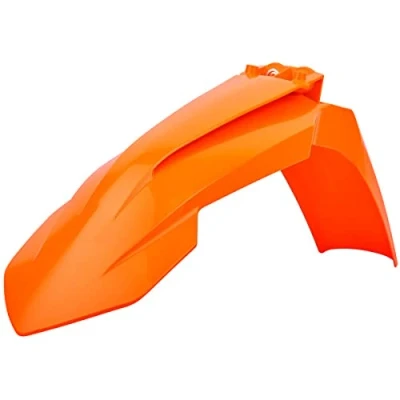 Image of POLISPORT 8574200008 Original Replica Front Fender Made of Durable and Glossy Plastic Compatible with Motorcycles KTM in Orange