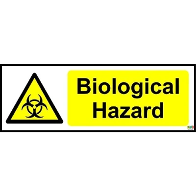 Image of Warning Biological Hazard Safety Sign Self Adhesive Sticker 150mm x 50mm