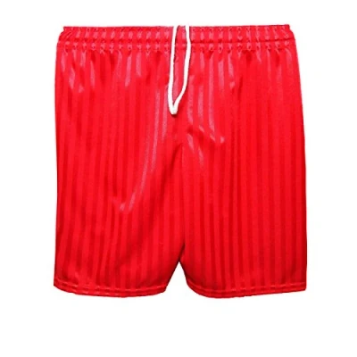Image of CL BOYS GIRLS MENS KIDS UNISEX SHADOW STRIPE PE SCHOOL SHORTS FOOTBALL GYM GAMES (Red, Medium (Adults))