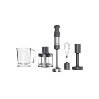 Image of Kenwood Triblade XL Hand Blender, Mixer with Anti Splash, Chopper 500ml, Metal Whisk and Masher Attachment BPA Free Plastic Beaker, HBM60.307GY, Dishwasher Safe, 1000W, Grey