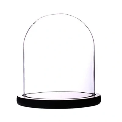 Image of Artlass Glass Cloche Bell Jar Display Dome with Black Wooden Base 6&quot; x 7&quot;